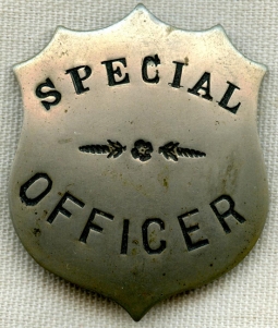 Nice, Old 1890's 'SPECIAL OFFICER' "Stock" Lawman Badge in Stamped Nickel