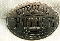 Old 1890's Special Police Badge by Gun & Bicycle Manufacturer Iver Johnson Co. of Boston