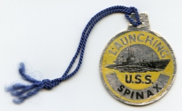 Rare Type II WWII Silver Foil Submarine Launch Tag for the USS Spinax SS-489
