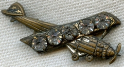 Great 1920s Pin Shaped like Lindbergh's Spirit of St. Louis Airplane