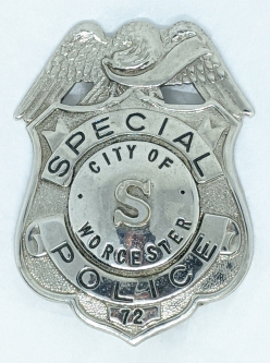 Nice Late 1940's - Early 1950's Worcester, MA. Special Police Badge #72