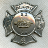 Ca 1880 Staten Island, New York North Shore Fire Dept. Friendship Hook & Ladder Co. #4 Badge