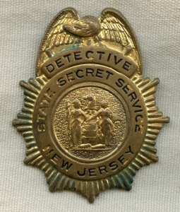 Nice 1920s-1930s New Jersey State Secret Service Detective Badge