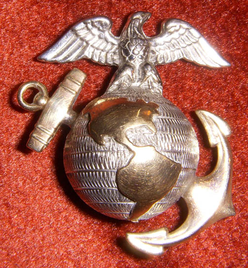 WWII US Marine Corps Officer Collar EGA by H&H. Sterling & 10K Gold ...