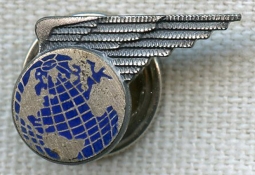 Late 1940s Pan Am One Year of Service Lapel Pin in Sterling by Balfour with Notched Wings