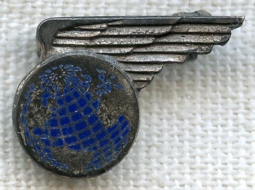 Late 1940s Pan Am One Year of Service Lapel Pin in Sterling Silver with Pinback