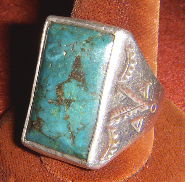 1940s Native American Ring Turquoise & Sterling by Bell, New