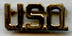 Gilt Sterling WWII United Service Organizations (USO) Badge