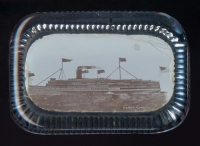 Great circa 1900 Fall River Line Steamer Plymouth Souvenir Glass Paperweight