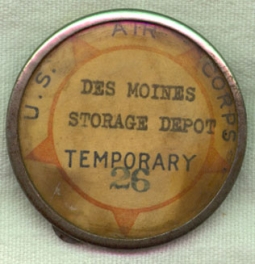 WWII AAF Des Moines Air Depot ID Badge