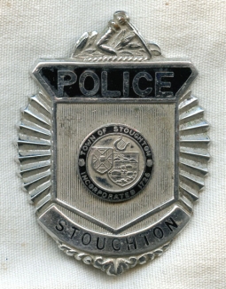 Nice Circa 1960 Stoughton, Massachusetts Police Badge with Custom City Seal