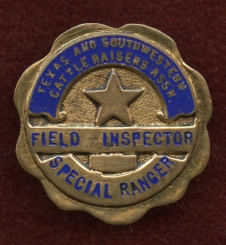 Rare 1930's Special Texas Ranger Badge of a Field Inspector of the Texas & Southwestern Cattle Assn.