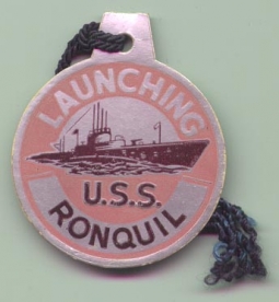 WWII Submarine Launch Tag for the USS Ronquil SS-396