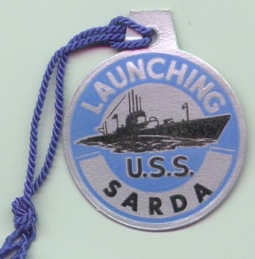 WWII Submarine Launch Tag for the USS Sarda SS-488