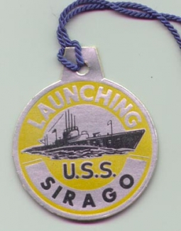 WWII Submarine Launch Tag for the USS Sirago SS-485