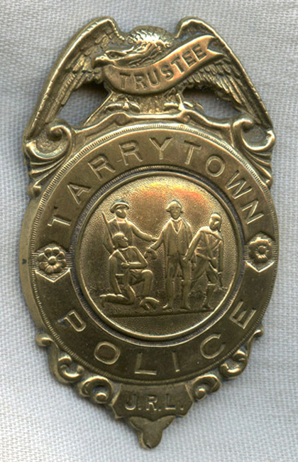 1910s Tarrytown, New York Police Department Trustee Badge with Initials ...