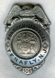 1900s-1910s Tenafly, New Jersey Borough Marshal (Pre-Police Dept.) Badge #106