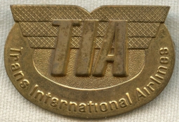 Late 1960s Agent Hat Badge for Trans International Airlines (TIA) in Nice Condition