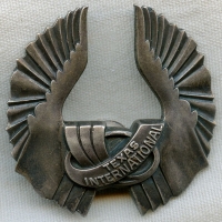 Circa 1970 Texas International Airways (TIA) Pilot Hat Badge 1st Issue by Balfour in Sterling