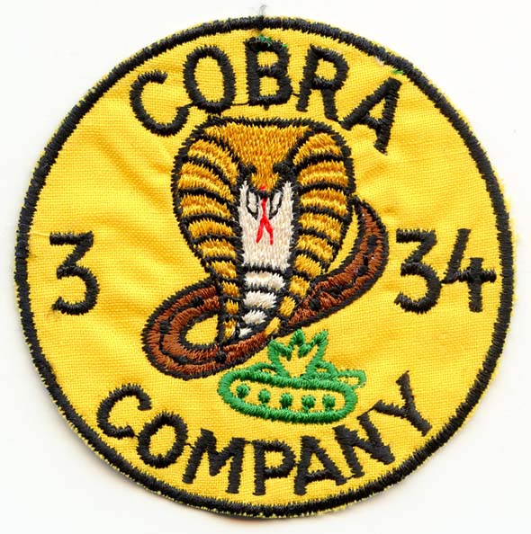 1970s C Cobra Company 3rd Battalion 34th Armored Regiment Pocket Patch ...