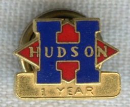 BEING RESEARCHED - Hudson 1 Year of Service Lapel Pin - NOT FOR SALE TIL IDed