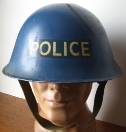 BEING RESEARCHED - POLICE Helmet, Possibly from Europe  - NOT FOR SALE TIL IDed