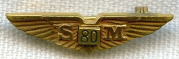 BEING RESEARCHED - "SM 80" Wing Lapel Pin with Black Details - NOT FOR SALE UNTIL IDed