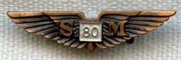 BEING RESEARCHED - "SM 80" Wing Lapel Pin with White Details - NOT FOR SALE UNTIL IDed