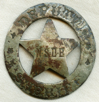 Great ca 1900 Old West EXCAVATED Circle Star Deputy Sheriff Badge NSDB Nevada