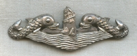 Beautiful Deco Style Unofficial USN Submarine CPO Dolphins in Sterling by Gemsco