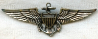 Rare ca. 1941 USN Observer & UNOFFICIAL Enlisted Pilot Wing in Plated Brass