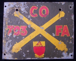 Unit Plaque from Commanding Officer's Jeep of US Army 793rd Field Artillery Battalion