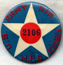 WWII USAAF Military Personnel Depot Celluloid ID Badge