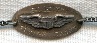 Early 1930s US Air Corps Flying Cadet ID Bracelet in 10K with Sterling Chain