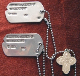 Korean War US Army Dog Tags of Elmer J. Szunyog with Plastic Cross