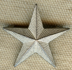 Beautiful 1930s-WWII US Army Type Single General Star Pinback in unmarked Sterling Silver