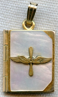 Lovely 1920s US Air Service (USAS) Sweetheart Locket in 12K GF and Mother of Pearl