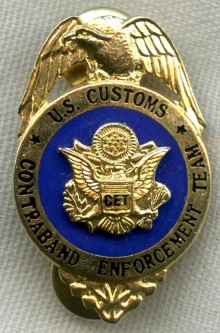 Rare 1980s US Customs Contraband Enforcement Team (CET) Plain-Clothes #'d ID Wallet Badge