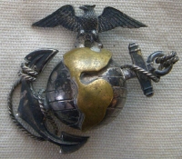 Circa WWI or Early 1920s USMC Officer Dress EGA Cap Badge The Beast