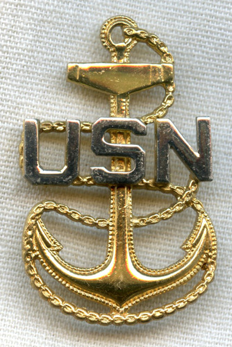 Mint Circa 1941-1942 USN CPO (Chief Petty Officer) Hat Badge by Amcraft ...