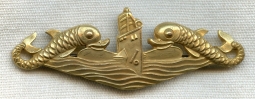 Minty Circa 1940 USN Officer Submarine Dolphins by H&H Imperial Hand-Chased