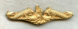 Minty Early 1930's USN Officer Submarine Dolphins in Gilt Brass