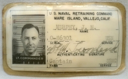 Late 1940s-Korean War USN Retraining Command Lt. Cmdr Mare Island ID Badge