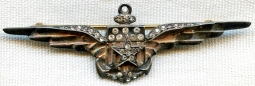 Beautiful WWII USN Aviator Sweetheart Wing in Gilt Sterling with Rhinestones