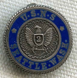 Scarce WWII US Naval Station (USNS) Seattle 2 Years of Service Pin in Sterling