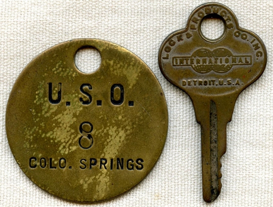 WWII U.S.O. Club Colorado Springs Key and Fob: Flying Tiger