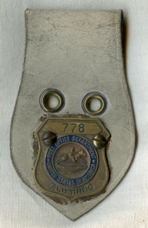 Rare 1950s USPO Dept. Flushing (Queens), New York Employee Badge on Belt Hanger