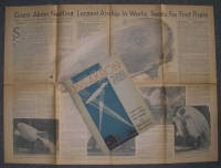 1931 1st Printing of "USS Akron World's Largest Airship" with Huge Period Newspaper Spread