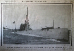 Small WWI US Navy Poster of USS D3 from Illustrated Current News, New Haven, Connecticut