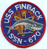 1960s Submarine Patch for USS Finback (SSN-670) Embroidered Twill